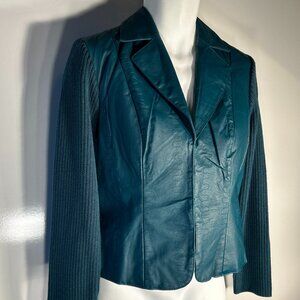 Monterey Bay SZ10 Vintage Teal Leather & Wool Blend Jacket 90's Heritage Retro